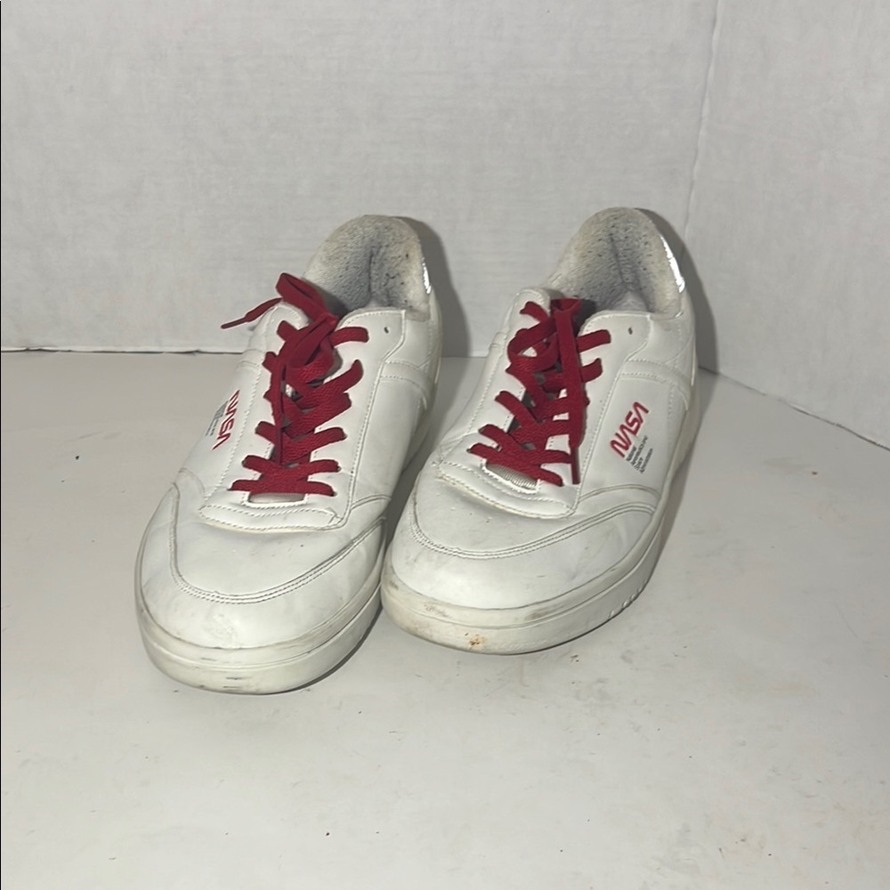 White NASA Sneakers with Red Laces - Picture 3 of 11